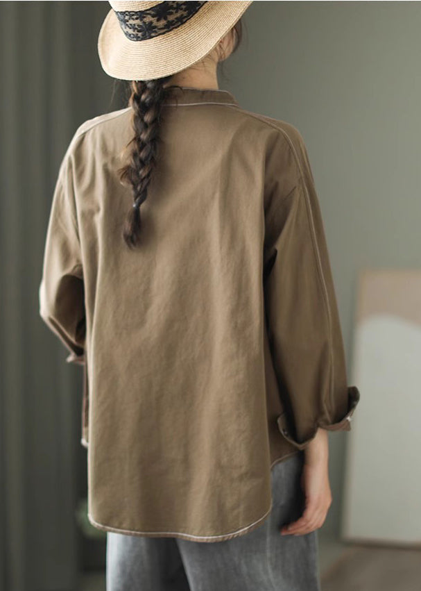 Chemise surdimensionnée en coton vert armée, modèle printemps TM019