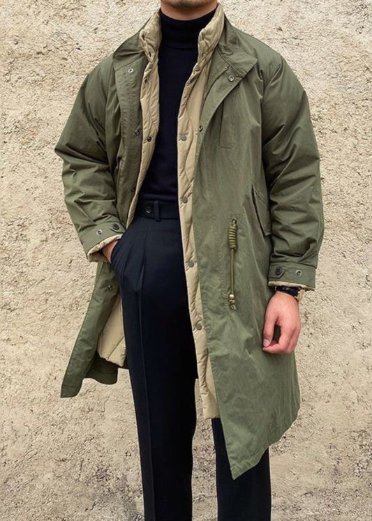 Parka d'hiver deux pièces pour homme avec poches vertes militaires RJ010