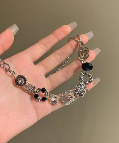 Collier de perles en zircon avec bouton en alliage