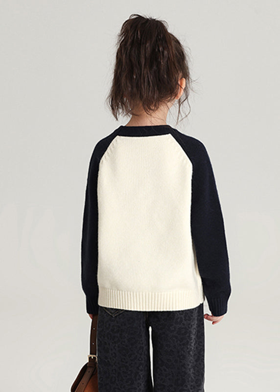 Kunst Schwarz Druck Dicke Baumwolle Strick Kinder Mädchen Pullover Frühling TP044