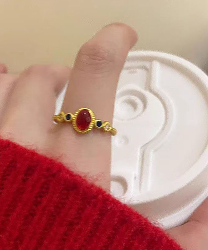 Overgild Sterling Rings Drop Silver Glaze Gold Art