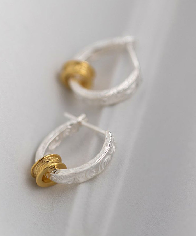 Sterling Gold Art Overgild Earrings Hoop Silver