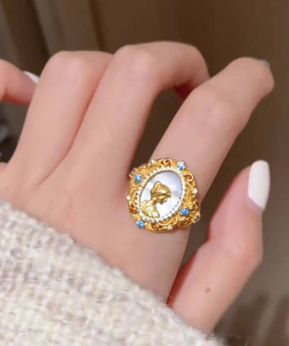 Art Sterling Zircon Gold Silver Rings Overgild