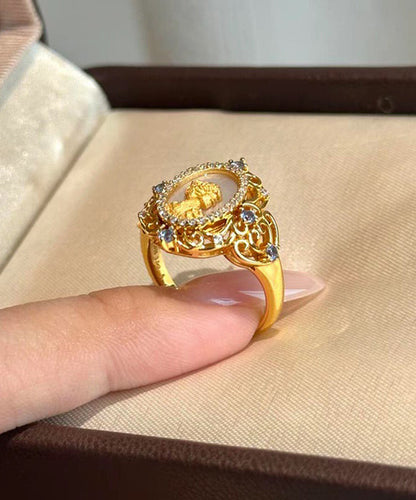 Art Sterling Zircon Gold Silver Rings Overgild