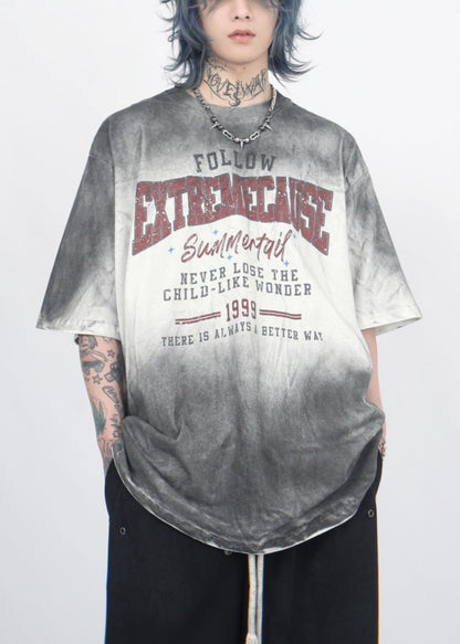 T-shirt à manches dégradées en coton à col rond pour homme