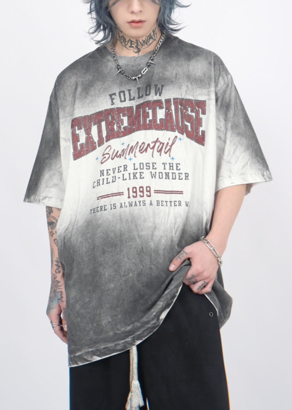 T-shirt à manches dégradées en coton à col rond pour homme