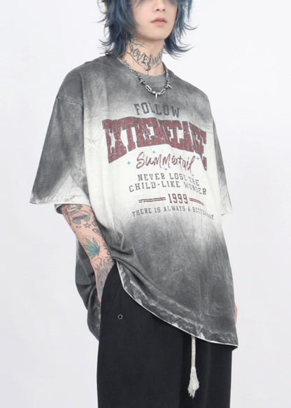 T-shirt à manches dégradées en coton à col rond pour homme