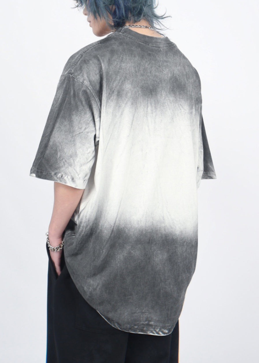 T-shirt à manches dégradées en coton à col rond pour homme