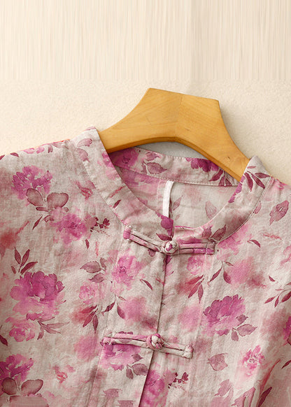 Hemden Art Leinen Frühling Grün Knopf Chinesischen Druck