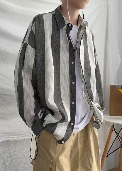 Button Herren Kragen Pan Grün Baumwolle Gestreift Peter Art Hemden