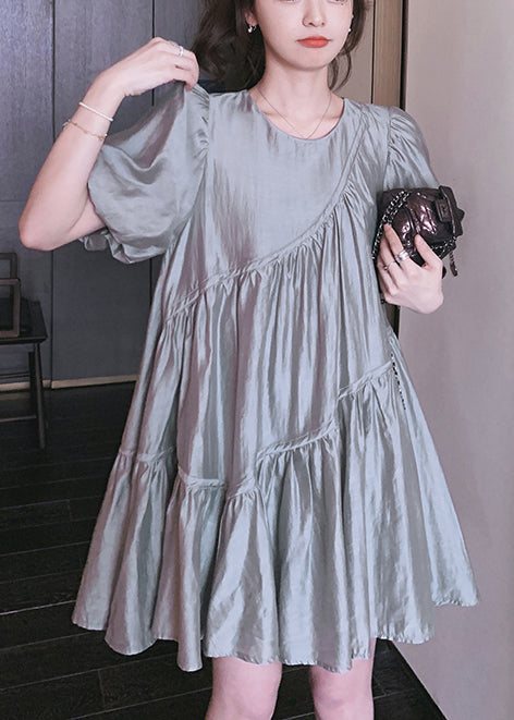 Tageskleid Wrinkled Art Grau Oversize Sommerseide