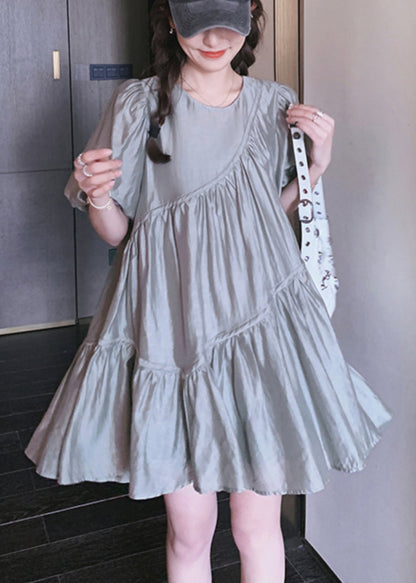 Tageskleid Wrinkled Art Grau Oversize Sommerseide