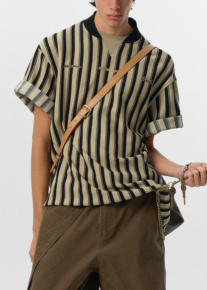 Buchstaben Baumwollhemd Grau Sommer Gestreift Herren Art T