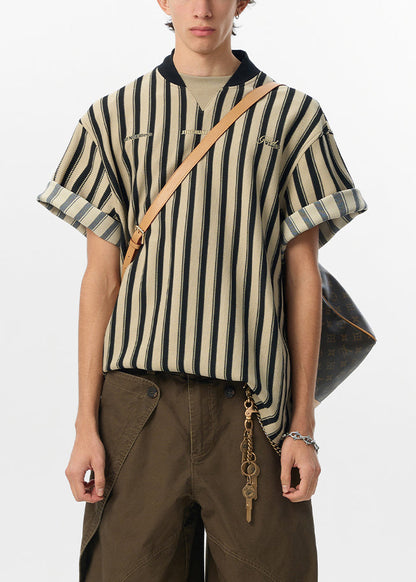 Buchstaben Baumwollhemd Grau Sommer Gestreift Herren Art T