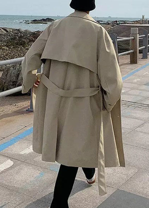 Art Khaki Doppel Brust Taschen Baumwolle Männer Trenchcoat Frühling YQ018