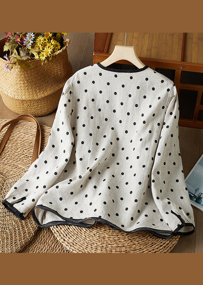 Art O Shirts Spring Neck Dot Button Cotton