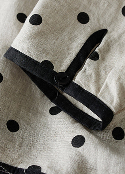 Chemises en coton à pois et boutons à col rond