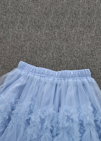 Art Orange Ruffled Elastic Waist Tulle Skirt Summer AS1013 Ada Fashion