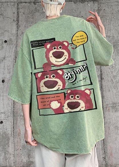 Half T Sleeve Cotton Shirts Pink Art Men Print Cartoon