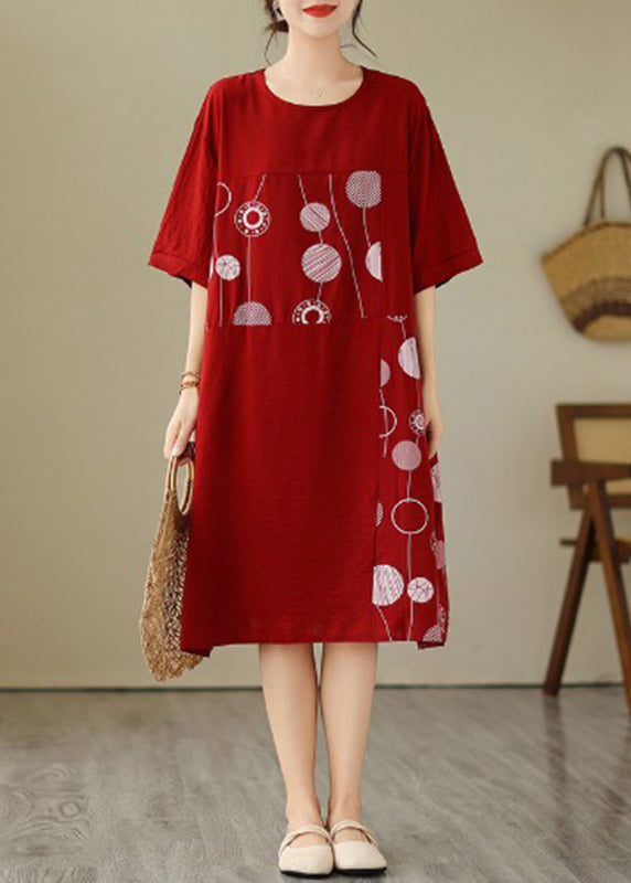 Art Red Dot Patchwork Maxikleid Sommer GH1068