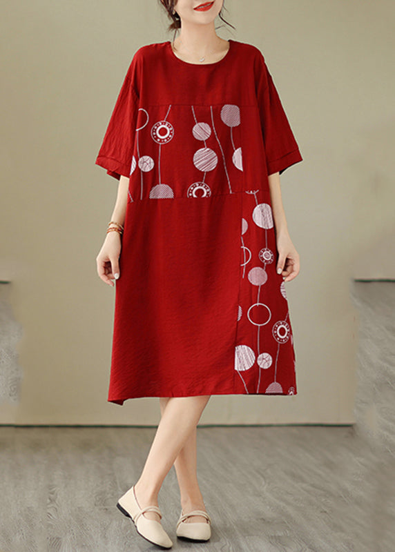 Art Red Dot Patchwork Maxikleid Sommer GH1068