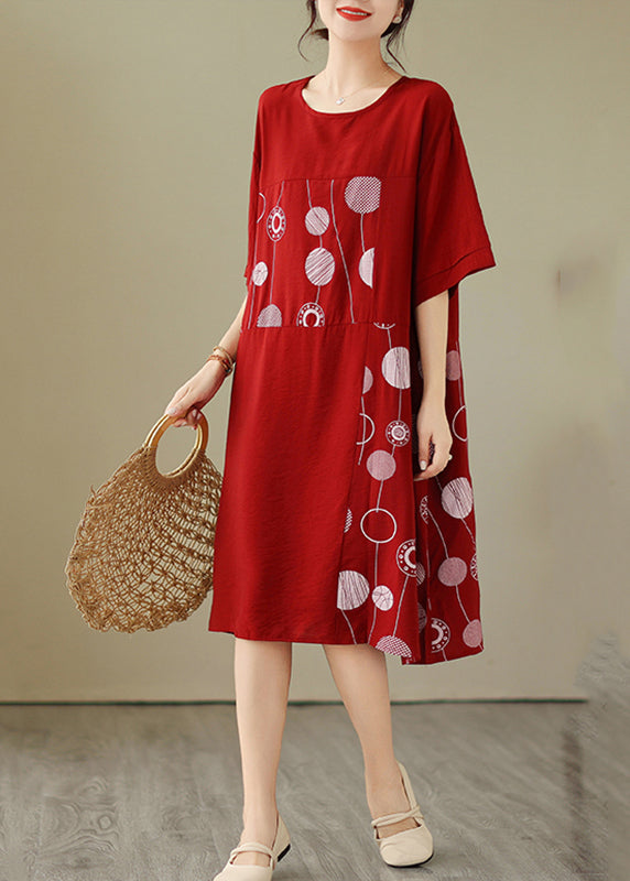 Art Red Dot Patchwork Maxikleid Sommer GH1068