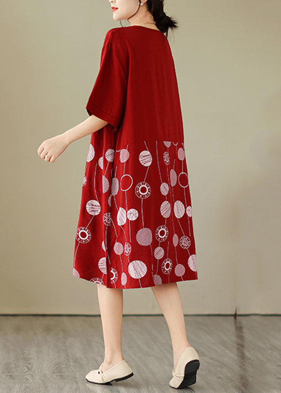 Art Red Dot Patchwork Maxikleid Sommer GH1068