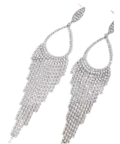 Boucles d'oreilles pendantes en argent sterling et zircons Art Silk II024