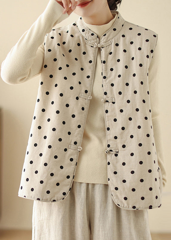 Gilets en coton fin à pois blancs et boutons chinois, printemps TM014