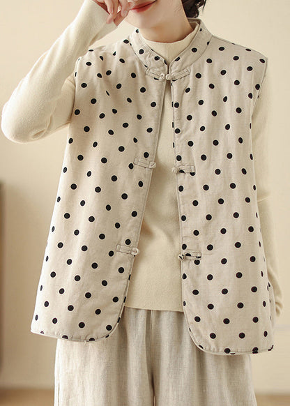 Gilets en coton fin à pois blancs et boutons chinois, printemps TM014