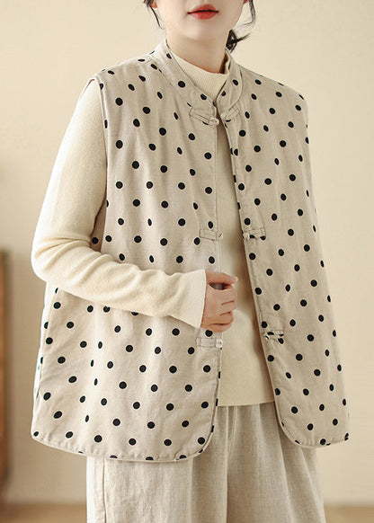 Gilets en coton fin à pois blancs et boutons chinois, printemps TM014