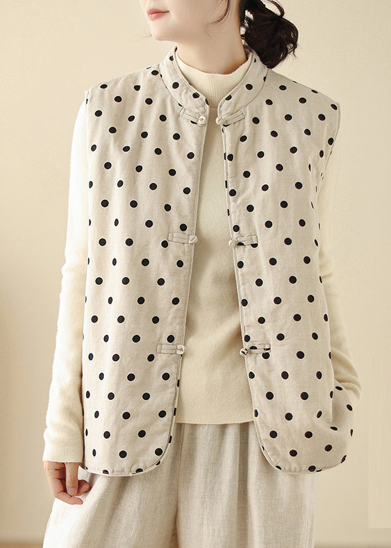 Gilets en coton fin à pois blancs et boutons chinois, printemps TM014