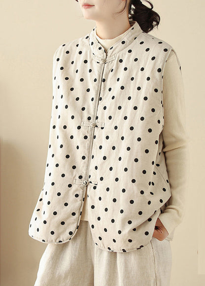 Gilets en coton fin à pois blancs et boutons chinois, printemps TM014