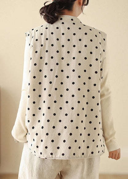 Gilets en coton fin à pois blancs et boutons chinois, printemps TM014