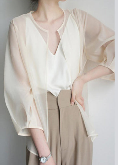 Wunderschöne Apricot Organza UPF 50+ Strickjacken Sommer TZ014