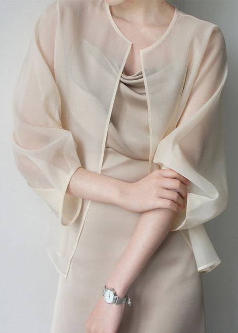 Wunderschöne Apricot Organza UPF 50+ Strickjacken Sommer TZ014