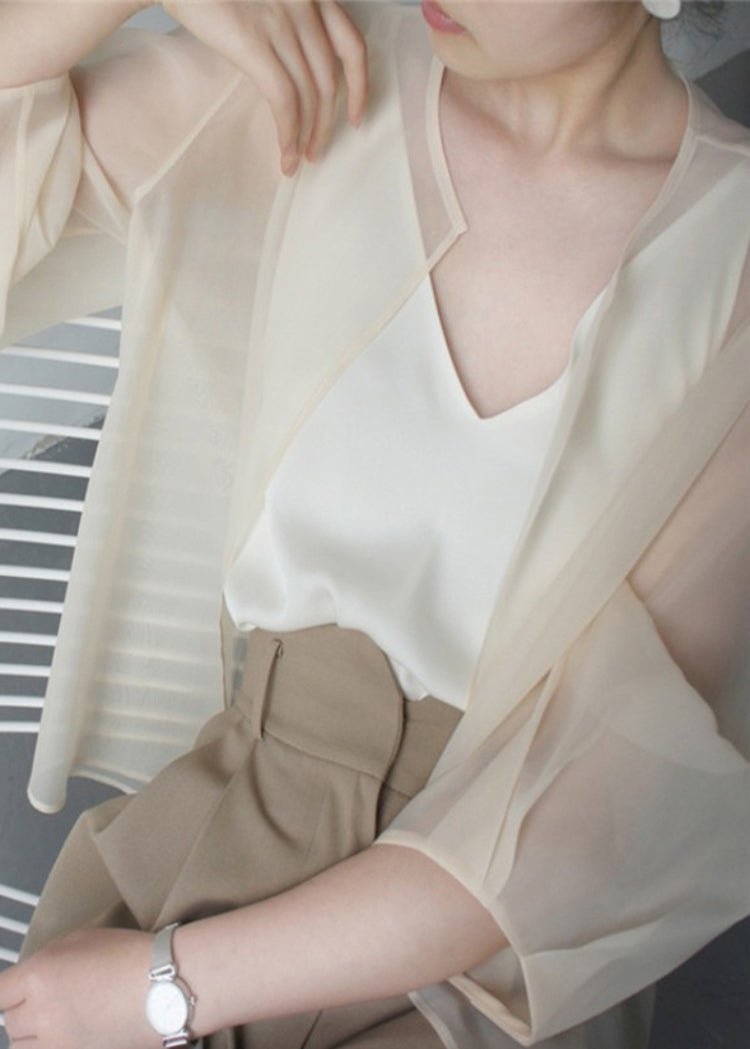 Wunderschöne Apricot Organza UPF 50+ Strickjacken Sommer TZ014