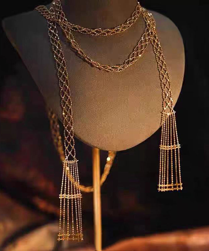 Magnifique collier ajouré en argent sterling doré YU011