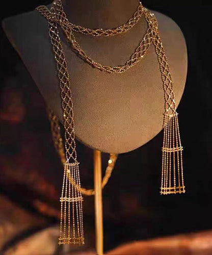 Magnifique collier ajouré en argent sterling doré YU011