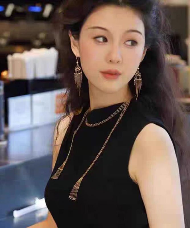 Magnifique collier ajouré en argent sterling doré YU011