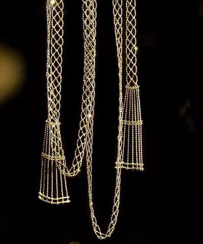 Magnifique collier ajouré en argent sterling doré YU011