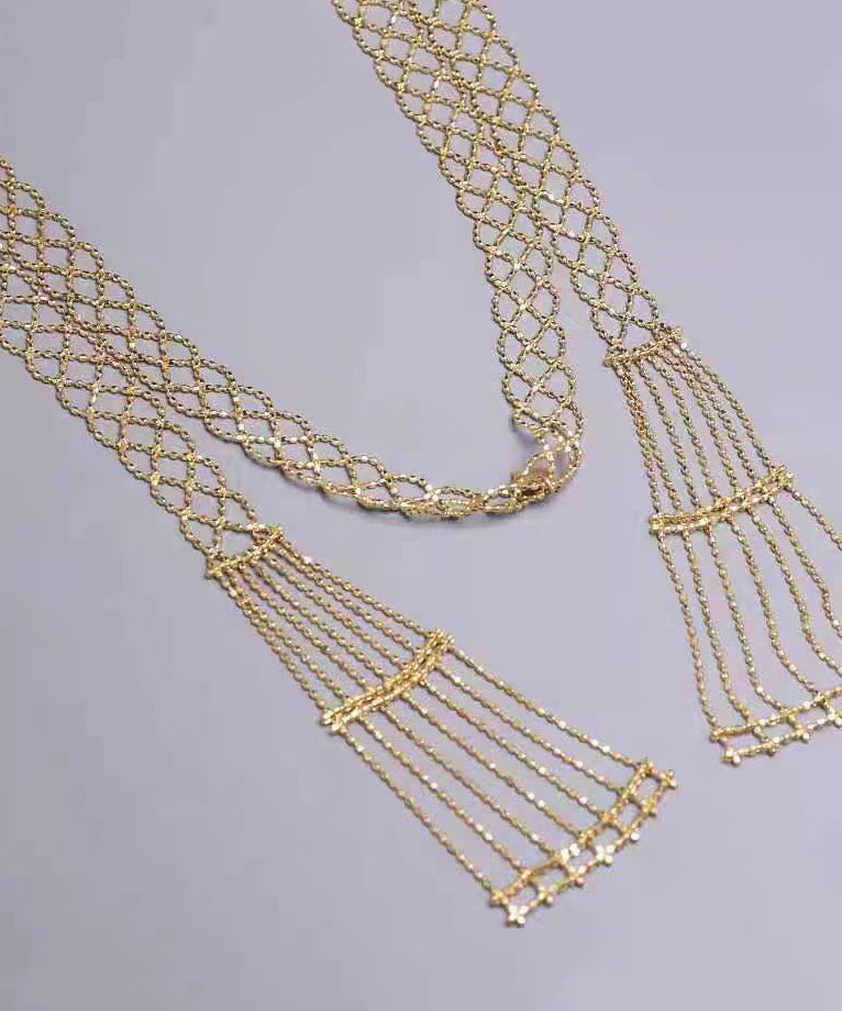 Magnifique collier ajouré en argent sterling doré YU011