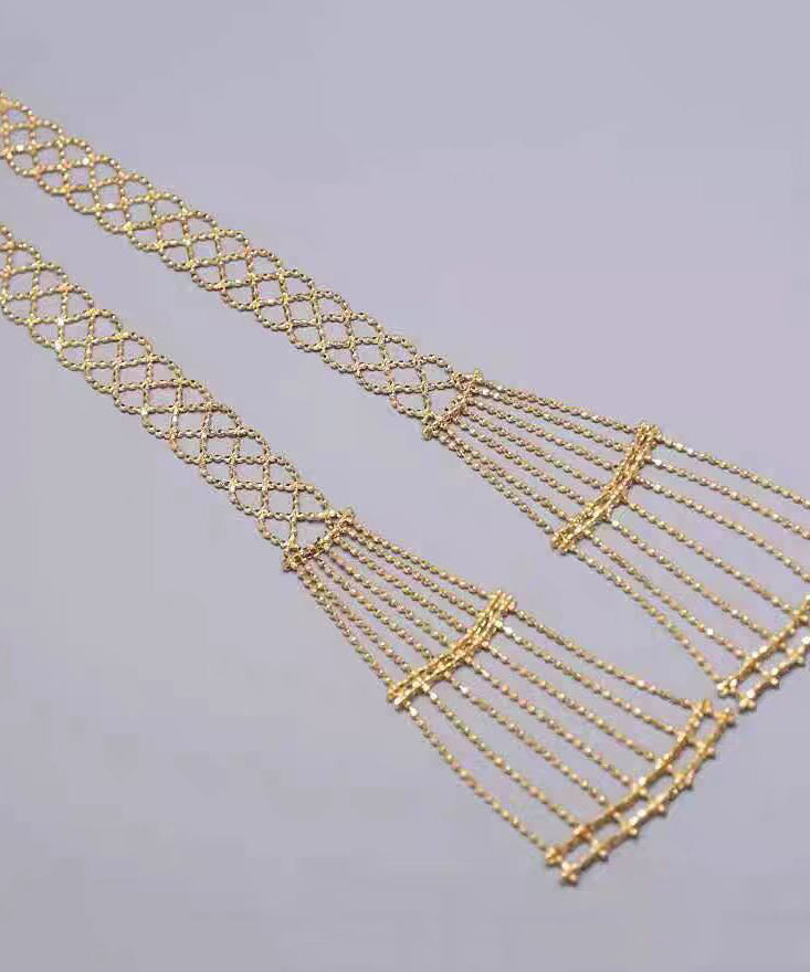 Magnifique collier ajouré en argent sterling doré YU011