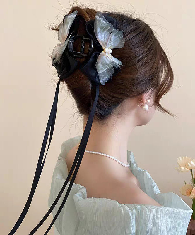 Ribbon Acrylic Pearl Beautiful Hairpin Green Fabric Bow