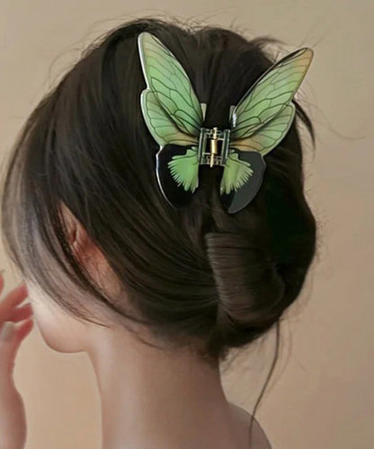 Belle épingle à cheveux papillon en alliage vert clair QD026