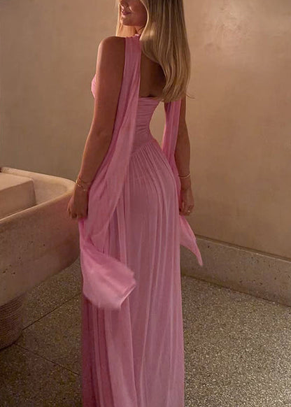 Robe bustier en tulle rose magnifique, haut de soirée bustier d'été