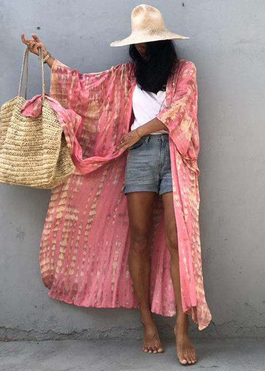 Rosa Mit Kapuze Schöne Strickjacke Lose Druck Baumwolle Sommer