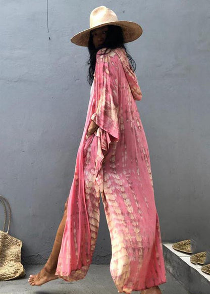 Rosa Mit Kapuze Schöne Strickjacke Lose Druck Baumwolle Sommer