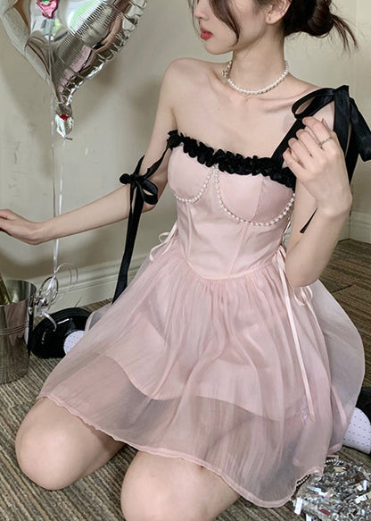 Robe en mousseline de soie, belle princesse, rose, patchwork d'été