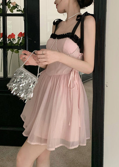 Robe en mousseline de soie, belle princesse, rose, patchwork d'été